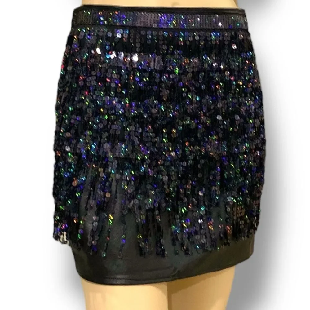 Black Sequins Tassel Fringe Belt - NWT Disco Cowgirl Festival